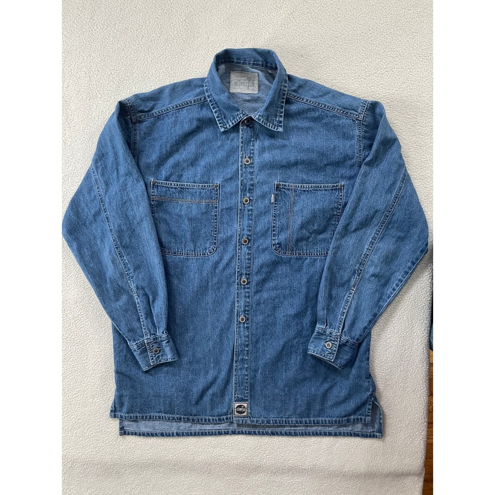Vintage 90s Levi's SilverTab Mens Medium Denim Shirt Blue Long Sleeve Buttons